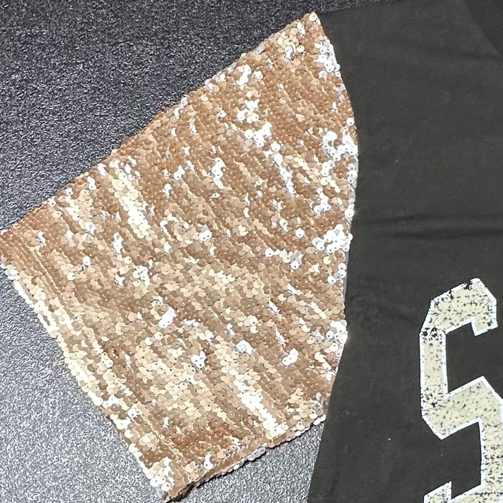 Black and Gold Sequin Sleeve 'Saints' Women's Tunic - Picture 3 of 6